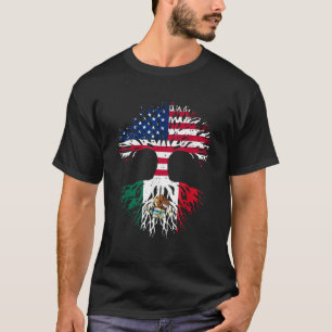 Mexican Roots American Grown Tree USA Flag Funny M T-Shirt