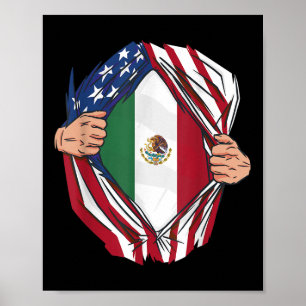 Mexican Roots Grow Usa America Mexico Heart Mex Vi Poster