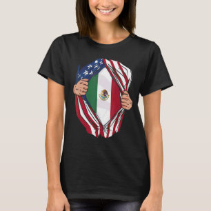 Mexican Roots Grow USA America Mexico Heart Mex Vi T-Shirt