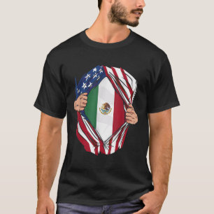 Mexican Roots Grow Usa America Mexico Heart Mex Vi T-Shirt