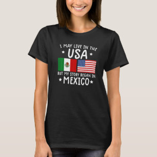 mexican ROOTS  Half American Flag Mexicoflag T-Shirt