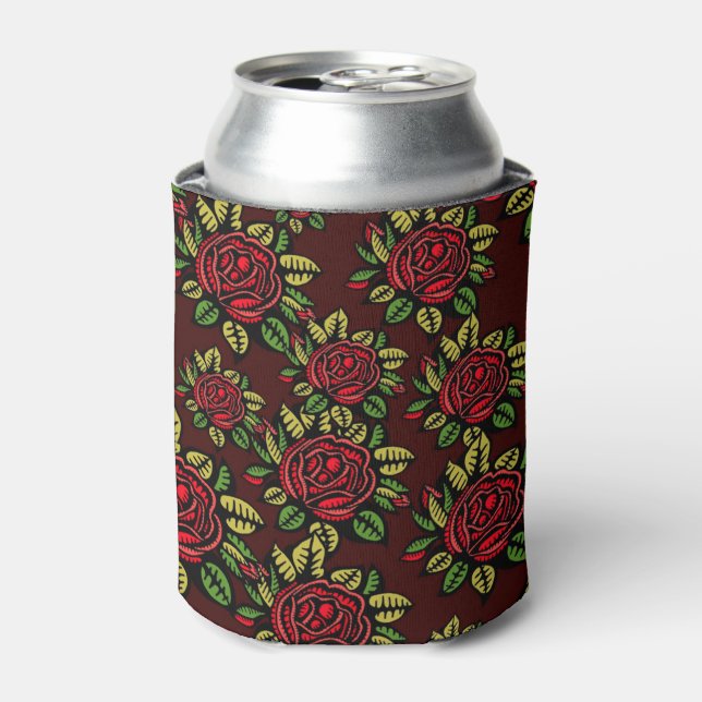 MEXICAN ROSES PATTERN CAN COOLER (Can Front)