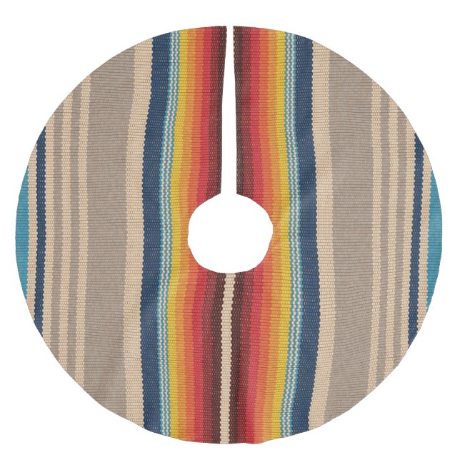 Mexican Rug: Colourful Stripes Seamless. Brushed Polyester Tree Skirt (Front)