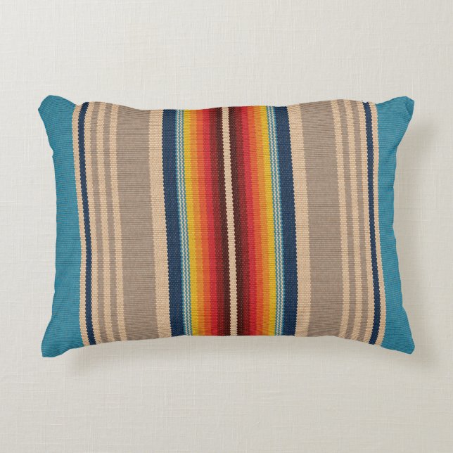 Mexican Rug: Colourful Stripes Seamless. Decorative Cushion (Front)