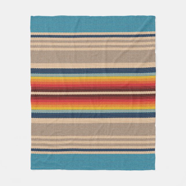 Mexican Rug: Colourful Stripes Seamless. Fleece Blanket (Front)