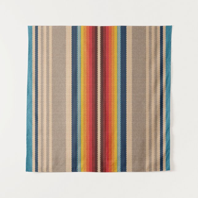 Mexican Rug: Colourful Stripes Seamless. Tapestry (Front)