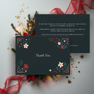Mexican Rustic Elegant Christmas Red Wedding Thank You Card