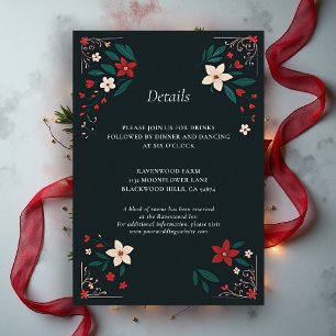 Mexican Rustic Elegant Christmas Wedding Details Enclosure Card
