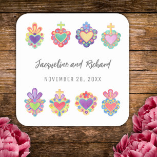 Mexican sacred heart Gift Square Sticker