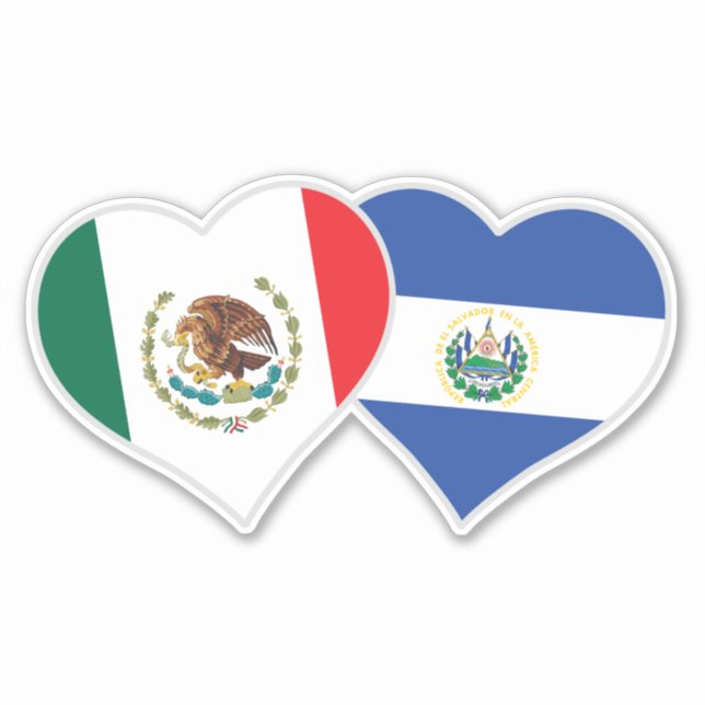 Mexican Salvadorian Flag Hearts Mexico El Salvador (Front)