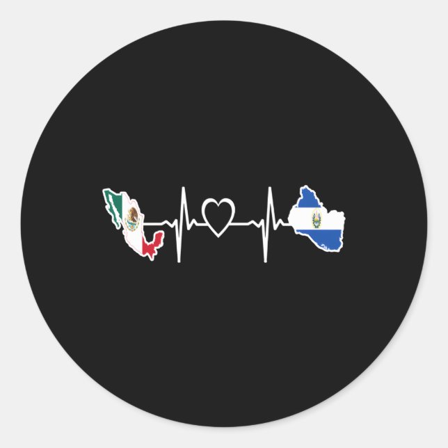 Mexican Salvadorian Flag Mexico El Salvador Hebeat Classic Round Sticker (Front)