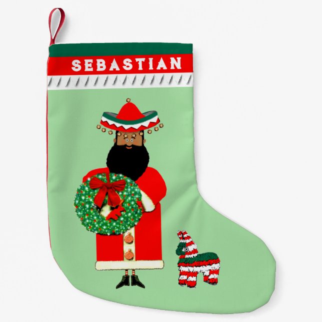 Mexican Santa Small Christmas Stocking (Front)