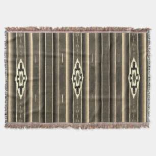 Mexican Sarape Pattern in Sepia Colours Throw Blanket