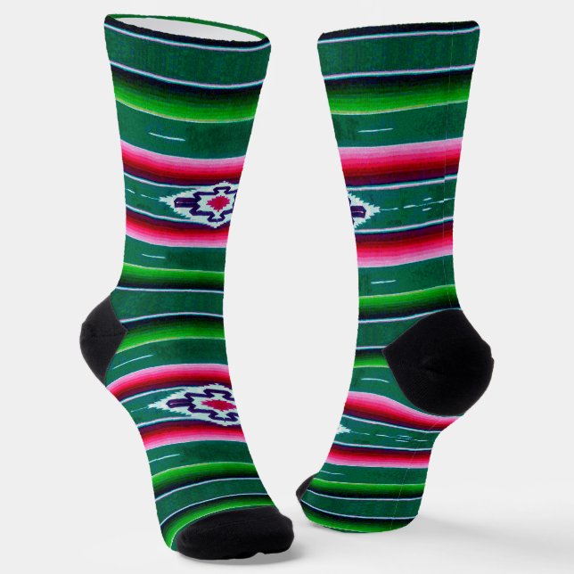 Mexican Sarape Pattern Socks (Angled)