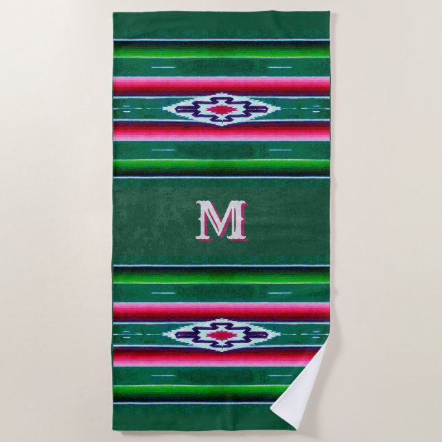 Mexican Sarape Pattern w/o Initial(s) Beach Towel (Front)