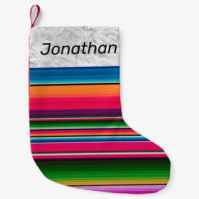Mexican Serape Blanket Mexico Personalised  Small Christmas Stocking (Front)