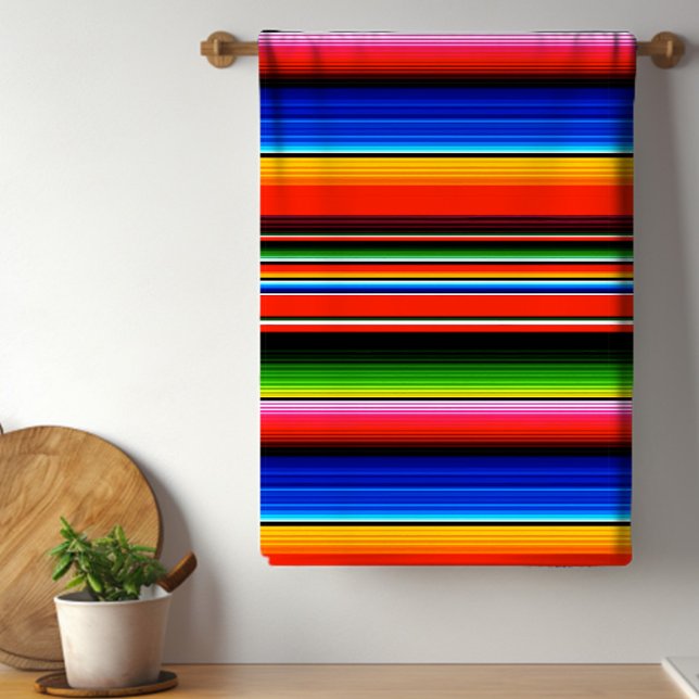 Mexican Serape Fiesta Southwestern Design Tea Towel (Colorful Mexican serape design kitchen towel will brighten any kitchen.)