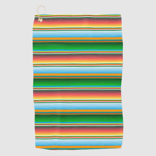 Mexican Serape Horizontal Lines Colorful Pattern Golf Towel (Front)