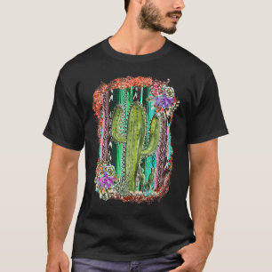 Mexican Serape Texas Cactus Succulents Rodeo Cowgi T-Shirt