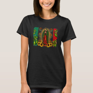 Mexican Serape Turquoise Our Lady Of Guadalupe Mex T-Shirt