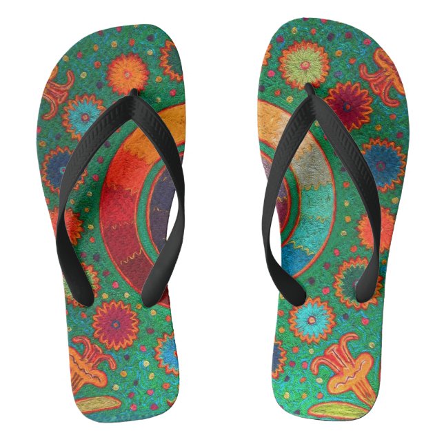 Mexican Shaman Huichol Serpent Flip Flops (Footbed)