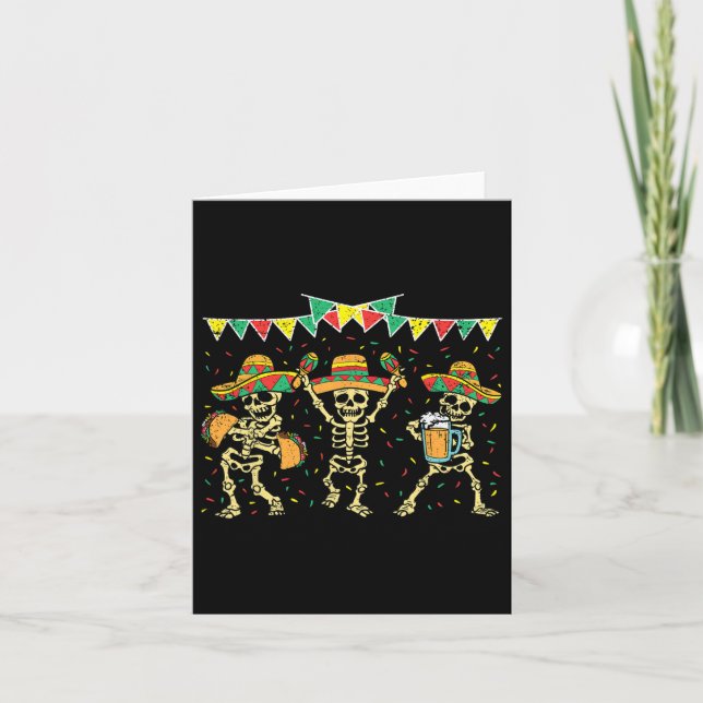 Mexican Skeleton Cinco De Mayo Funny Sombrero Bara Card (Front)