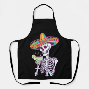Mexican Skeleton Cinco De Mayo Margarita Fiesta Apron