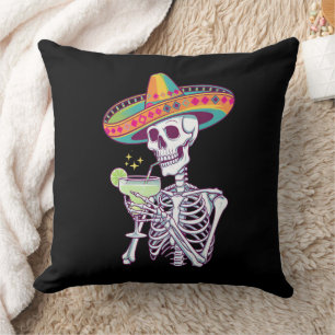 Mexican Skeleton Cinco De Mayo Margarita Fiesta Cushion