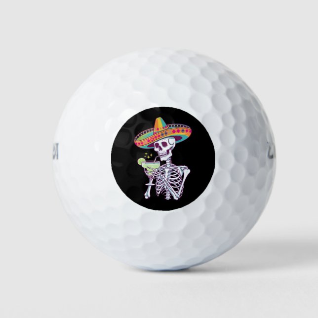 Mexican Skeleton Cinco De Mayo Margarita Fiesta Golf Balls (Front)