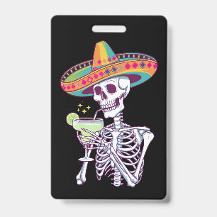 Mexican Skeleton Cinco De Mayo Margarita Fiesta ID Badge
