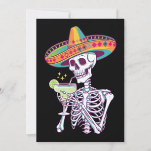 Mexican Skeleton Cinco De Mayo Margarita Fiesta Invitation