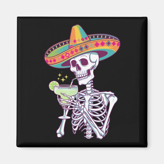 Mexican Skeleton Cinco De Mayo Margarita Fiesta Magnet (Front)