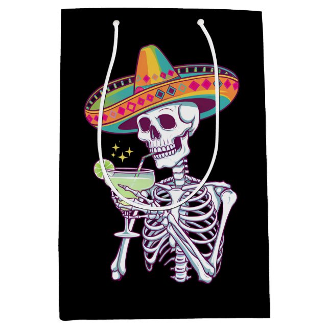 Mexican Skeleton Cinco De Mayo Margarita Fiesta Medium Gift Bag (Front)