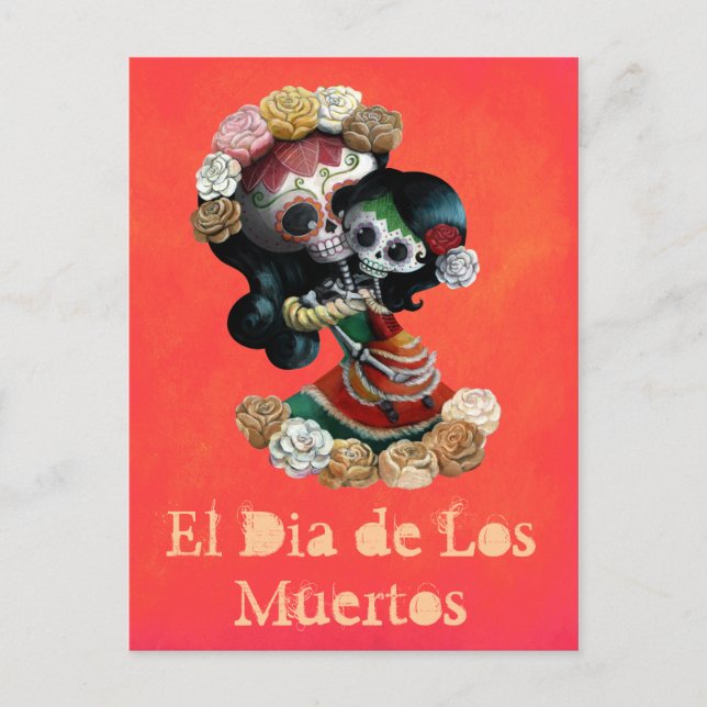 Mexican Skeleton Motherly Love Postcard (Front)