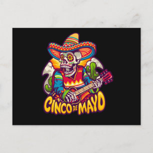 Mexican Skeleton Playing Guitar, Cinco De Mayo Postcard