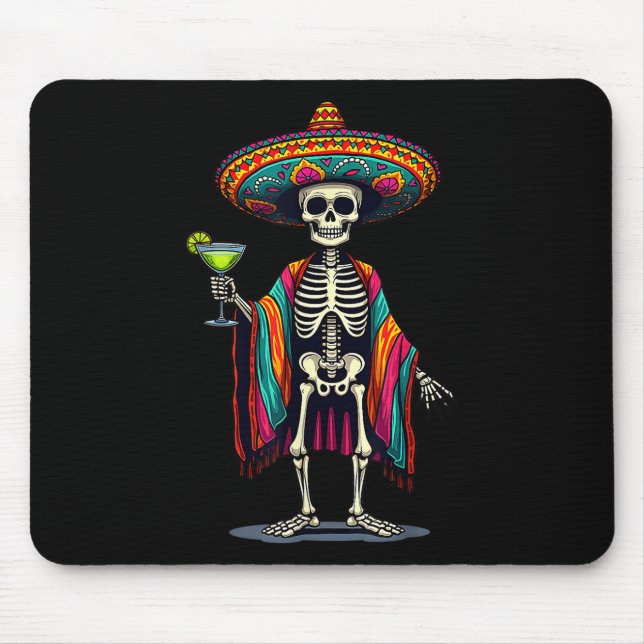 Mexican Skeleton Sombrero Cinco De Mayo Fiesta Par Mouse Pad (Front)