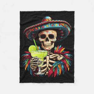 Mexican Skeleton Sombrero Cinco De Mayo Mexican Fi Fleece Blanket