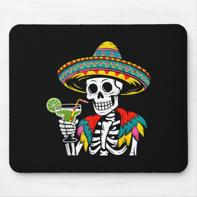 Mexican skeleton sombrero cinco de mayo mexican mouse pad (Front)