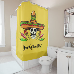 Mexican Skull custom text & colour shower curtain