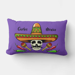 Mexican Skull custom text & colour throw pillows