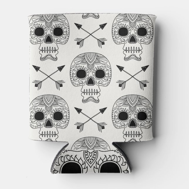 Mexican Skull Day of Dead Can Cooler (Front)
