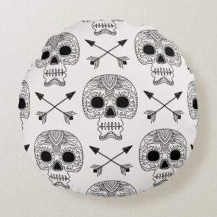 Mexican Skull Day of Dead Round Cushion