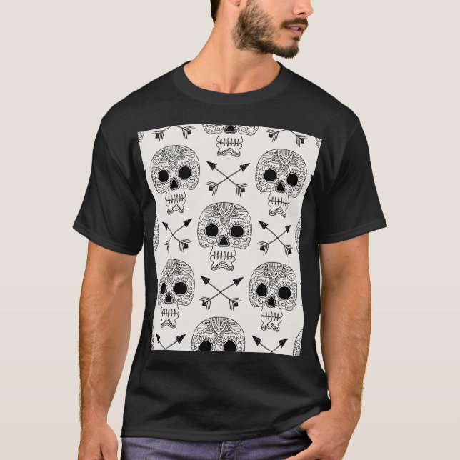 Mexican Skull Day of Dead T-Shirt (Front)