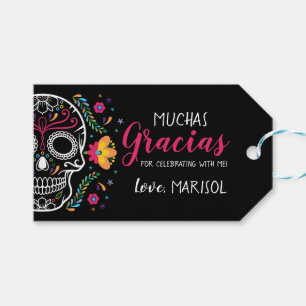 Mexican Skull Floral Fiesta Party Favour Tags