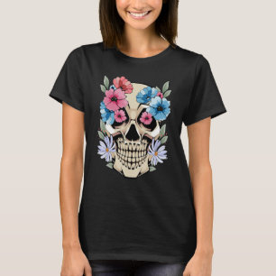 Mexican Skull Flowers Aesthetic Fantasy Skeleton M T-Shirt