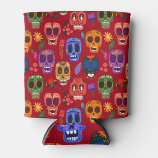Mexican Skulls: Day of Dead Can Cooler