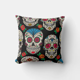 Mexican Skulls & Roses: Vintage Design Cushion