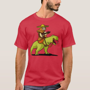 Mexican Sloth Riding TRex Dinosaur T-Shirt