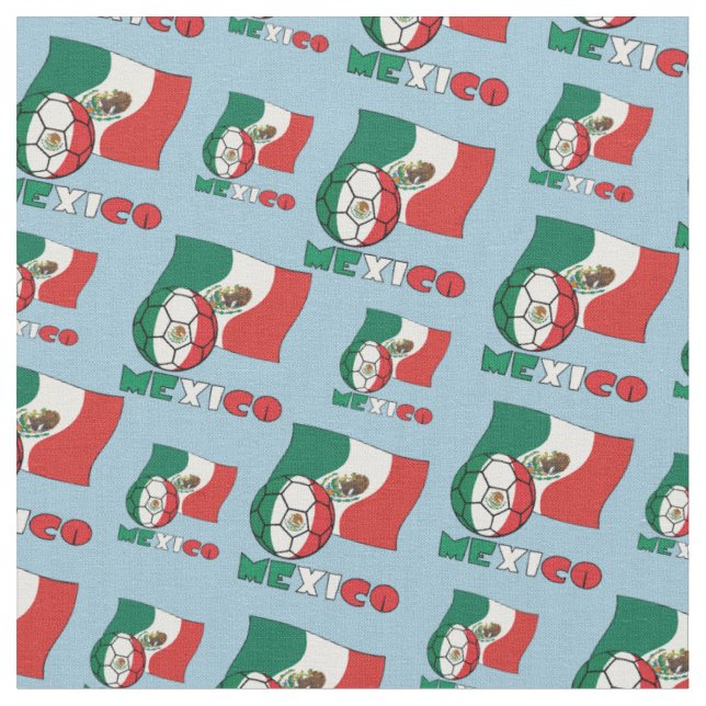 Mexican Soccer Ball and Flag Fabric (Close Up)