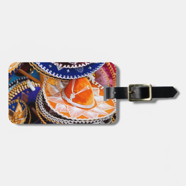 Mexican sombrero luggage tag (Front Horizontal)